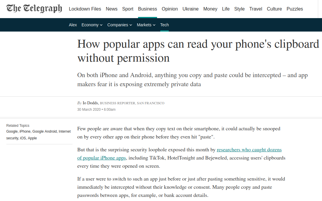 headline: how popular apps can read your phone's clipboard without permission